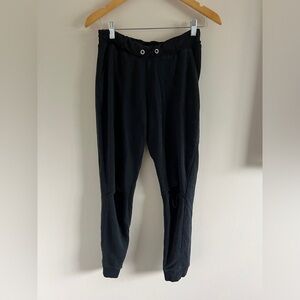 Garage Black Joggers, Medium – Open Knee, Relaxed Fit & Stylish Comfort